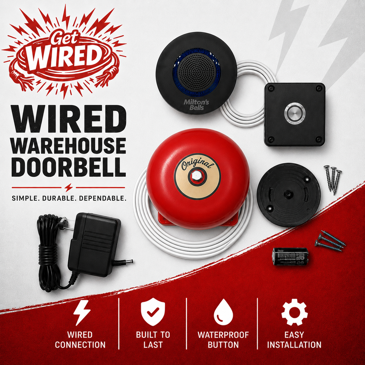 X5 Wired Warehouse Chime Kit - SKU: MB X5 WWDB