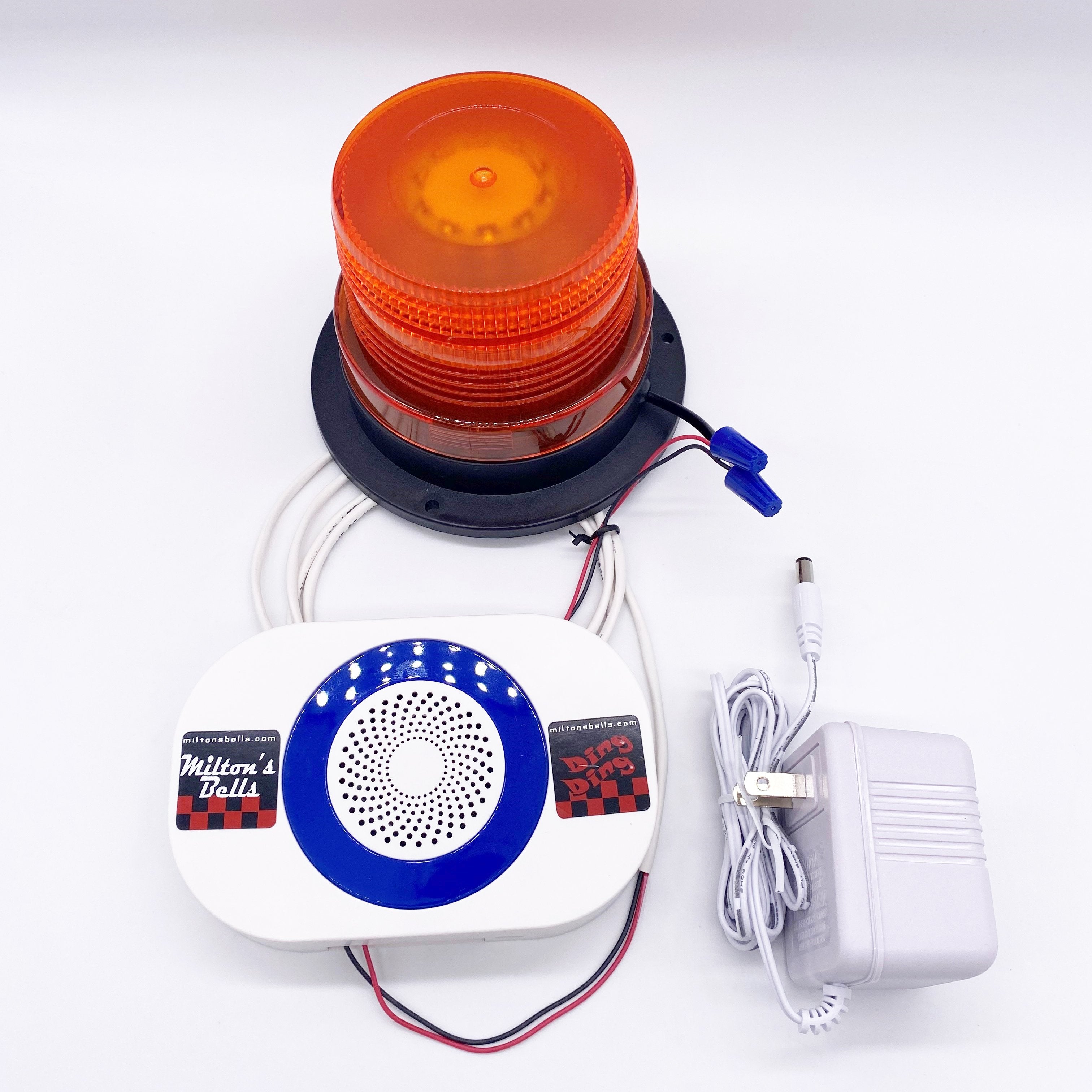 Strobe Light wireless chime with blue light wired together