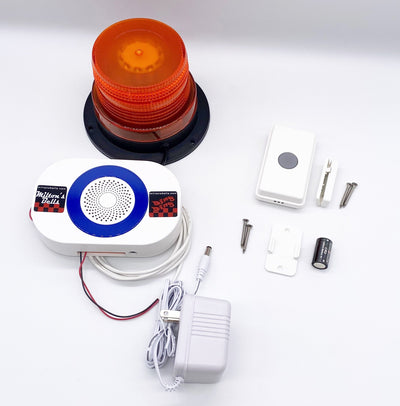 Wireless Commercial Chime Kit with Strobe Light – Long-Range Doorbell System for Will-Call Counters and Warehouse Notifications